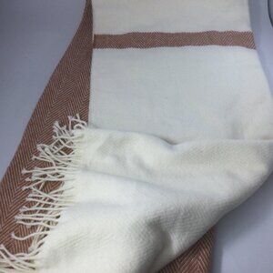 Nido Notte Italia Fringe Throw Blanket Cotton Mix Cream Rust Color Italy